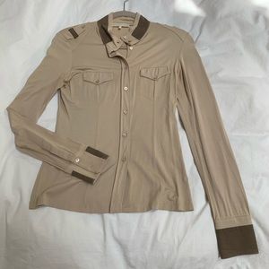 MaxMara Tan Button Down Fitted Shirt